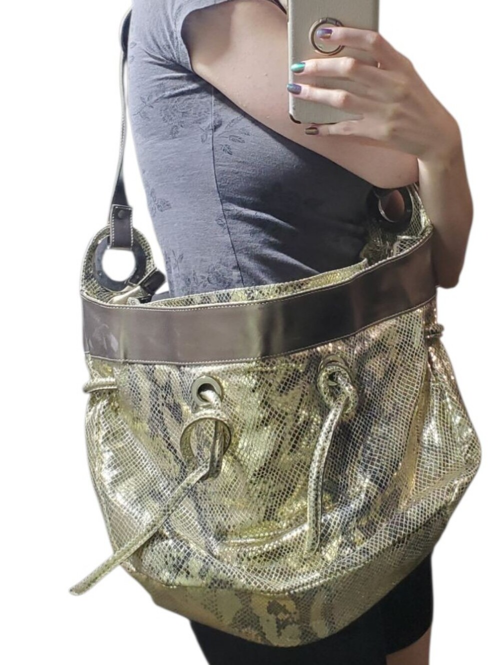 Leather Snakeskin Metallic Purse